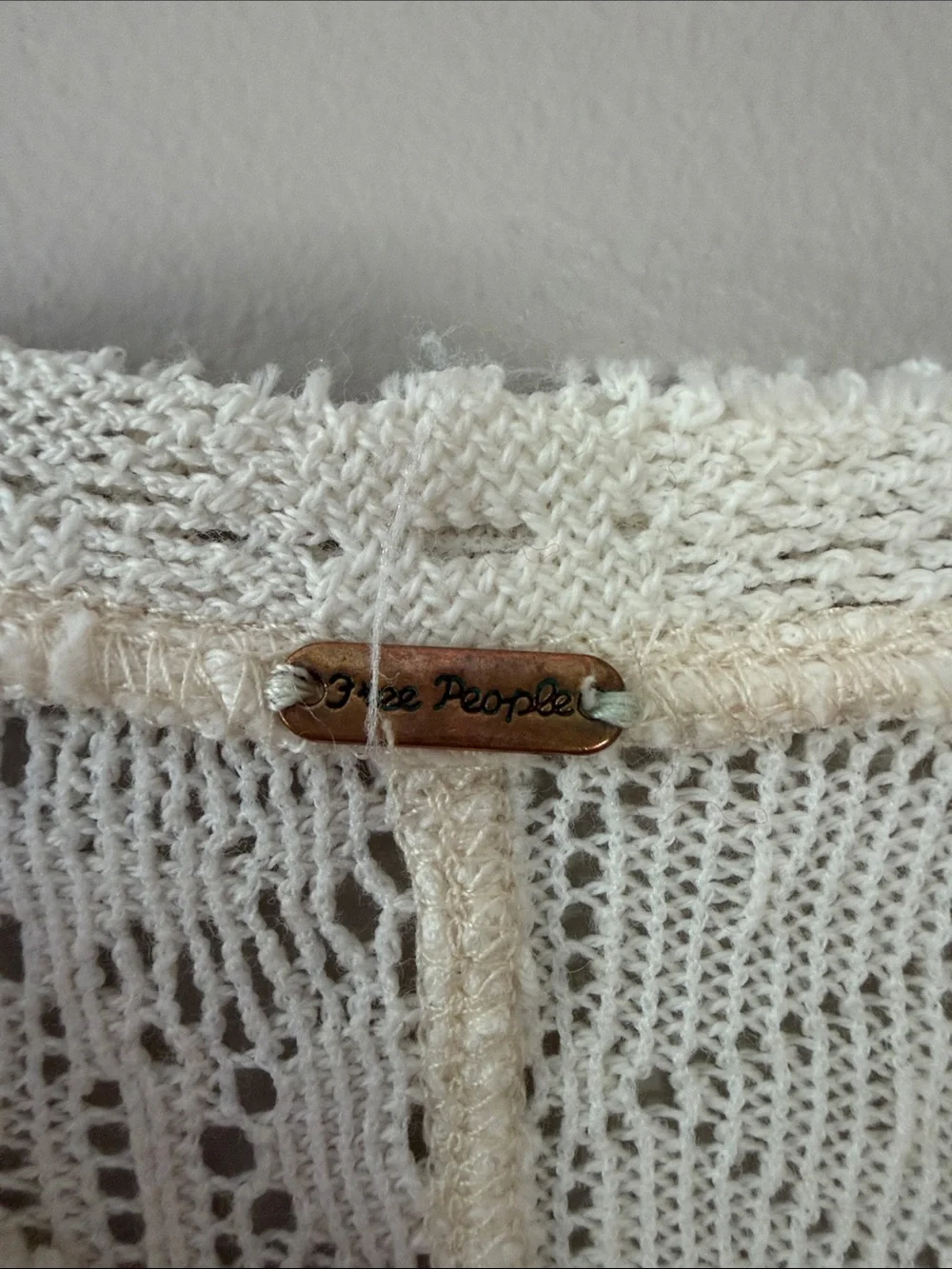Free People In the Meadow Tee Lace Crochet Knit Top Layering Ivory Cream Small